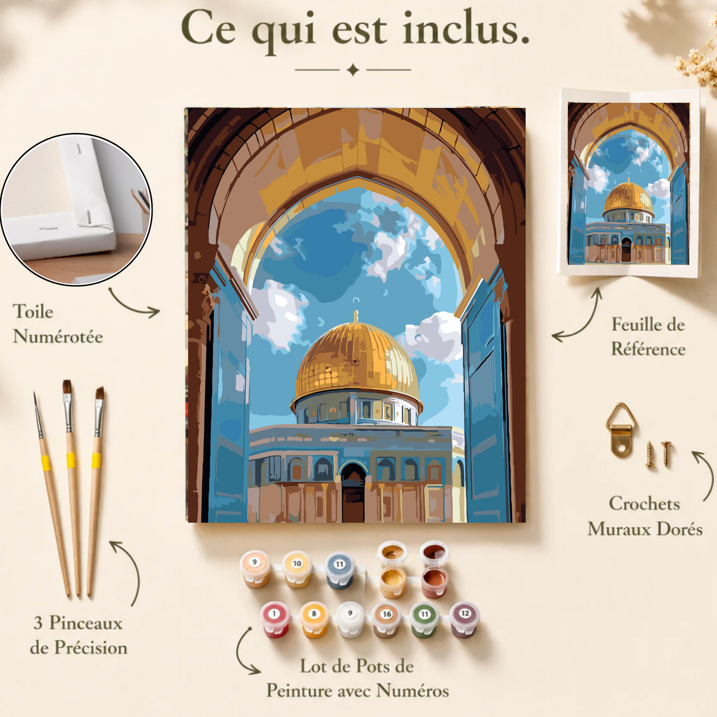 Kit peinture au numéro - Porte d'Azur : La Mosquée Al-Aqsa