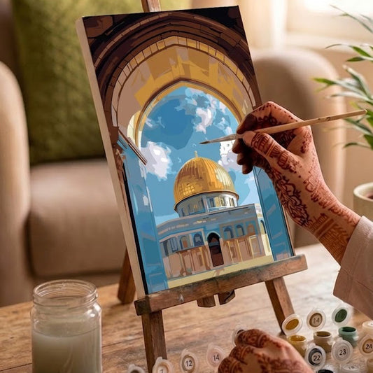Kit peinture au numéro - Porte d'Azur : La Mosquée Al-Aqsa